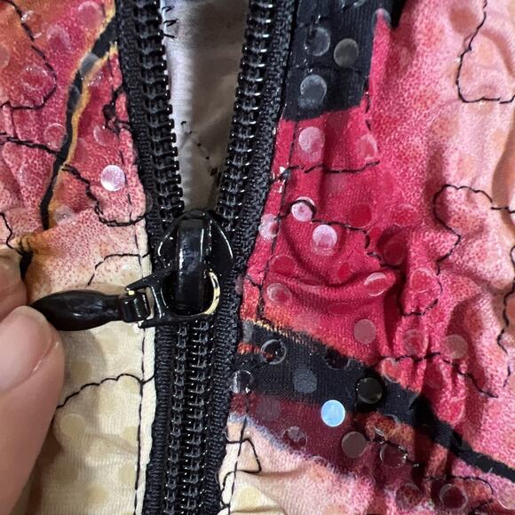 Joseph Ribkoff Jacket Size 6 Texture Full Zip Artsy Blazer Stretch Ruched Sequin - Picture 6 of 12